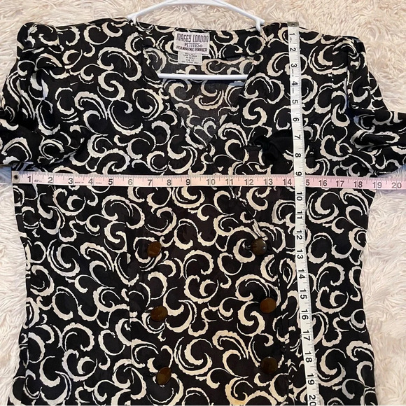 Vintage Maggie London Jeannene Booher Silk Dress Black Double Breast padded 12 - Picture 7 of 11